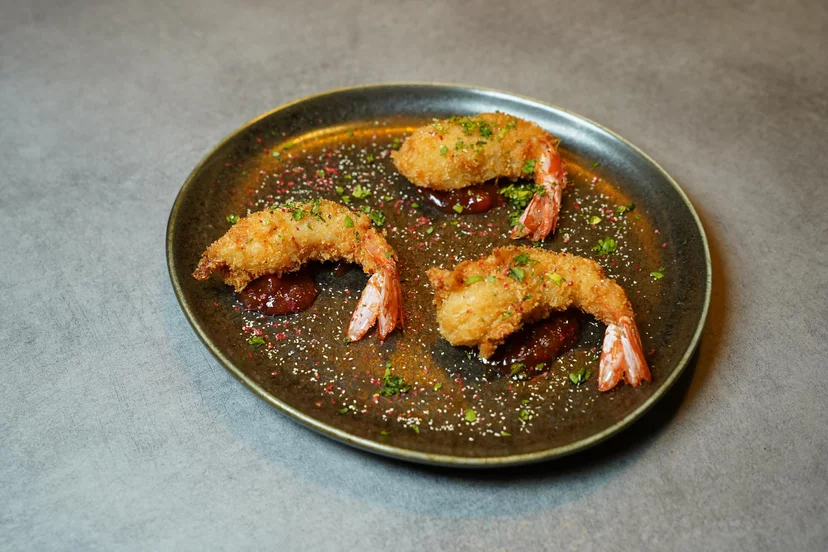 Gambas Fritas y Mermelada de Tomate Picante